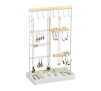 Relaxdays Schmuckständer mit Ringlade Hellbraun,Weiß