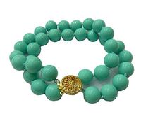 Schmuckwilli 2-reihig Perlenarmband für Damen & Mädchen - 20cm Länge mit 8mm großen blauen runden Perlen - Elegante Armband mit Muschelkernperlen MK Perlen für jeden Anlass - Perlenarmreife Frauen