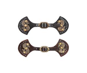 Schnallenverschluss mit keltischem Schlangenmotiv aus Leder Schwarz