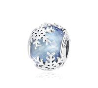Schneeflocken-Charms, passend für Pandora-Armband, Halskette, Sterlingsilber, blauer Kristall, Weihnachtsanhänger