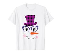 Schneemann Gesicht Karotte Nase Wimpern Leopard Brille Weihnachten T-Shirt