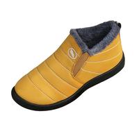Schneestiefel für Damen, wasserdicht, Thermo-Fleece gefüttert, Winterstiefel für Damen, weite Passform, gemütlich, warm, rutschfest, leicht, Übergröße, verdickt, modische flache Winterschuhe, gelb, 39
