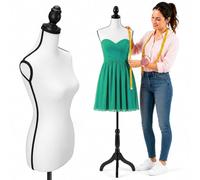 Schneiderpuppe Damenbüste für Schneiderpuppen Kleidung Tailleur Torso Damen Höhe verstellbar für Vitrinen mit Stativ Holzstruktur 42 x 170 cm (Total White)