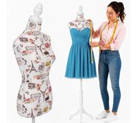 Schneiderpuppe Damenbüste für Schneiderpuppen Kleidung Tailleur Torso Damen Höhe verstellbar für Vitrinen mit Stativ Holzstruktur 42 x 170 cm (Colour Paris)