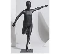 Schneiderpuppe Kinder-Sport-Schaufensterpuppe Ganzkörper - Mattschwarz, 129 130 138 cm groß, Kinder-Schaufensterpuppe, realistische, abnehmbare Schaufensterpuppe mit Metallsockel, Fiberglas-Material(S