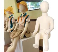 schneiderpuppe Nähpuppe 1-9 Jahre alt Unisex sitzend Schaufensterpuppe für Kinder für Kleinkinder-Jugendkleidung, Ganzkörper-Schneiderpuppe mit biegbaren Armen und Beinen, Abnehmbarer Kopf for Clothin