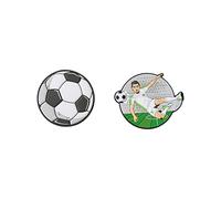 Schneiders 49005-223 - Patches mit Klettverschluss, 2er Set mit Fußball-Spieler und Ball, Klett-Motive je ca. 7,5 cm Durchmesser zum Anbringen am Schul-Ranzen