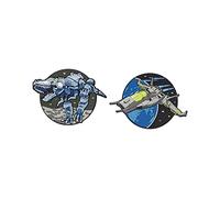 Schneiders 49005-225 - Patches mit Klettverschluss, 2er Set mit Alien-Dino und Sternjäger, Klett-Motive je ca. 7,5 cm Durchmesser zum Anbringen am Schul-Ranzen