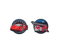 Schneiders 49005-228 - Patches mit Klettverschluss, 2er Set mit Feuerwehrauto und Sportflitzer, Klett-Motive je ca. 7,5 cm Durchmesser zum Anbringen am Schul-Ranzen