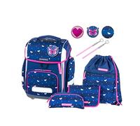 Schneiders 78393-072 - Schulranzen Ergolite Lucky Girl, 9-teiliges Set mit Schultasche, Federmäppchen, Schlamper, Sportbeutel, 3 Klett-Motiven und 2 Leuchtstäben