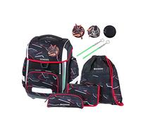 Schneiders 78395-080 - Schulranzen Ergolite Dragon Hero, 9-teiliges Set mit Schultasche, Federmäppchen, Schlamper, Sportbeutel, 3 Klett-Motiven und 2 Leuchtstäben