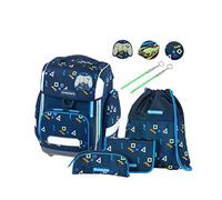 Schneiders 78398-072 - Schulranzen Ergolite Level One, 9-teiliges Set mit Schultasche, Federmäppchen, Schlamper, Sportbeutel, 3 Klett-Motiven und 2 Leuchtstäben