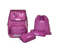Schneiders 78451-174 - 6-teiliges Schulranzen-Set Ergojet Purple Hearts mit Turnbeutel, Federmappe, Schlamperrolle und individuellen Patches, ergonomischer Rücken und Reflektoren, ca. 21 l Volumen