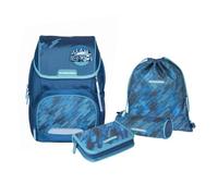 Schneiders 78454-069 - Schulranzen Ergojet Camo Blue, 6-teiliges Set mit Schultasche, Federmäppchen, Schlamper, Sportbeutel und individuellen Patches