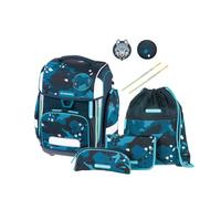 Schneiders Ergolite Jungle 78397-064 9-teiliges Set mit Schule, Schlampermäppchen, Sporttasche, 3 Klettmotiven und 2 Leuchtstäben, blau, 20 x 30 x 40 cm