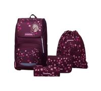 Schneiders Ergoplus Schultasche Set Berry Blossom (8-teilig) - Wandelbare Mädchen-Schultasche mit LED, ergonomisch & nachhaltig, superleicht (950g), 22L, rosa/pink, inkl. Zubehör & Heftbox