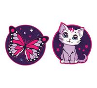 Schneiders Schulranzen-Zubehör Patches Set 2 teilig Butterfly + Kitten mehrfarbig
