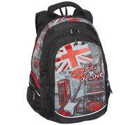 Schneiders Vienna 42647/80 Schulrucksack Fun City of Love mit 3 Reißverschlussfächern, 45 x 31 x 21 cm, 29 Liter, schwarz