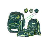 Schneiders Vienna 78396-065 - Schulranzen Ergolite Jurassic, 9-teiliges Set mit Schultasche, Federmäppchen, Schlamper, Sportbeutel, 3 Klett-Motiven und 2 Leuchtstäben
