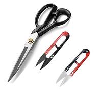 Schneiderschere Stoffschere mit 2 Fadenschneider - Profi Textilschere Scharf 28cm aus Edelstahl - Schere zum Schneiden von Stoff, Kleidung, Textilien, Leder, Jeans, Nähen & Ändern