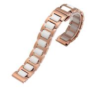 Schnellverschluss-Edelstahl-Keramik-Armband for Herren und Damen, modisches Armband, Schwarz, Weiß, Roségold(White rose gold,14mm)