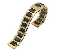 Schnellverschluss-Edelstahl-Keramik-Armband for Herren und Damen, modisches Armband, Schwarz, Weiß, Roségold(Black gold,16mm)