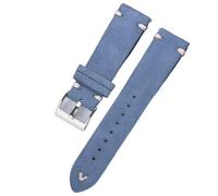 Schnellverschluss-Uhrenarmband aus echtem Leder, 18 mm, 20 mm, 22 mm, Wildlederband, Vintage, handgefertigt, Unisex-Uhrenarmband, Ersatzband for traditionelle oder Smartwatches(Light blue,18mm)