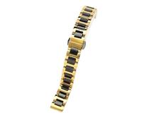 Schnellverschluss-Uhrenarmband aus Edelstahl und Keramik, modisches Armband for Damen und Herren, 12, 14, 16, 18, 20, 22 mm, Schwarz, Weiß, Roségold(Black gold,21mm)