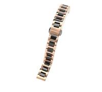 Schnellverschluss-Uhrenarmband aus Edelstahl und Keramik, modisches Armband for Damen und Herren, 12, 14, 16, 18, 20, 22 mm, Schwarz, Weiß, Roségold(Black rose gold,15mm)