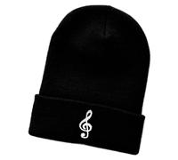 Schnoschi Schwarze Mütze/Strickmütze mit Notenschlüssel Spruch Bestickt für Damen, Herren, Jugendliche und Kinder, Beanie Wollmütze Hip Hop Wintermütze Rollmütze Streetwear Unisex OneSize