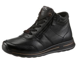 Schnürboots ARA "OSAKA", Damen, Gr. 4,5 (37,5), schwarz (schwarz 2), Glattleder, Schuhe Schnürboots, mit beidseitigen Reißverschlüssen, G-Weite (28531812-4,5) schwarz 2