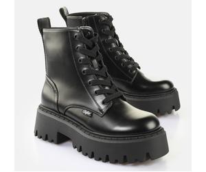 Schnürboots BUFFALO "ASPEN LACE UP", Damen, Gr. 41, schwarz, Lederimitat, Schuhe Schnürboots, Plateauboots, Schnürboots, Freizeitschuh mit markanter Profilsohle (53128867-41) schwarz