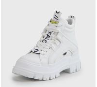 Schnürboots BUFFALO "ASPHA NC MID", Damen, Gr. 37, weiß, Lederimitat, Schuhe Schnürboots, Plateauboots, Schnürstiefelette, High Top Sneaker in monochromer Optik (14984518-37)
