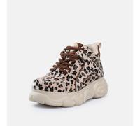 Schnürboots BUFFALO "CLD CORIN", Damen, Gr. 37, braun (leo), Lederimitat, Textil, Schuhe Schnürboots, High-Top Sneaker, Plateausneaker mit Memory Foam, Leichtgewicht (84274152-37) leo