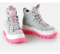 Schnürboots BUFFALO, Damen, Gr. 38, hellgrau, pink, Baumwolle, kontrastfarbene Details, Schuhe Schnürboots, Freizeitschuh, High Top-Sneaker, mit Logoschriftzügen (36059205-38)