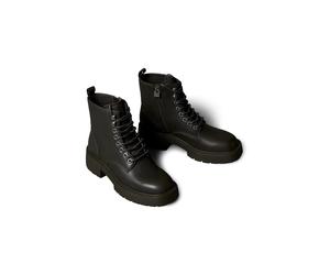 Schnürboots CALVIN KLEIN JEANS "CHUNKY LACE UP ZIP BOOT", Damen, Gr. 39, anthrazit, Leder, unifarben, Schuhe Schnürboots, Schnürstiefelette, Plateauboots, Festival, mit Anziehlasche (78229057-39) anth
