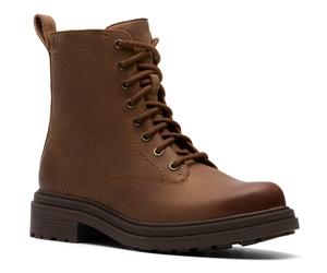 Schnürboots CLARKS "Orinoco 3 Style", Damen, Gr. 37,5, braun, Leder, Schuhe Schnürboots, Stiefel, Schnürboots mit Blockabsatz (98269610-37,5) braun