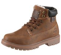Schnürboots DOCKERS BY GERLI, Damen, Gr. 40, braun (cognac, dunkelbraun), Lederimitat, used, Schuhe Schnürboots, Worker Boots, Schnürboots mit Schaftrandpolsterung (32925618-40) cognac, dunkelbraun