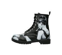 Schnürboots DOGO "Black Longe Boots Schnürstiefel Cat Lovers Damen Stiefeletten", Damen, Gr. 37, Normalschaft, schwarz (schwarz, rot), Lederimitat, Schuhe Schnürboots, Handgefertigt (23300144-37) schw