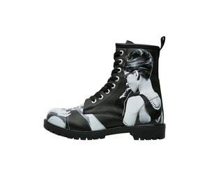 Schnürboots DOGO "Black Longe Boots Schnürstiefel Cat Lovers Damen Stiefeletten", Damen, Gr. 37, Normalschaft, schwarz (schwarz, rot), Lederimitat, Schuhe Schnürboots, Handgefertigt (23300144-37) schw