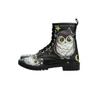 Schnürboots DOGO "Black Longe Boots Schnürstiefel Cat Lovers Damen Stiefeletten", Damen, Gr. 39, Normalschaft, braun (schwarz, braun), Lederimitat, Schuhe Schnürboots, Handgefertigt (15826668-39) schw