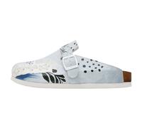 Schnürboots DOGO "Comfie Pantoletten Hausschuhe Birds Chirping Damen Sandalen", Damen, Gr. 39, Normalschaft, blau, Lederimitat, Schuhe Schnürboots, Handgefertigt (15983757-39) blau