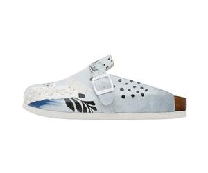 Schnürboots DOGO "Comfie Pantoletten Hausschuhe Birds Chirping Damen Sandalen", Damen, Gr. 41, Normalschaft, blau, Lederimitat, Schuhe Schnürboots, Handgefertigt (15983757-41) blau