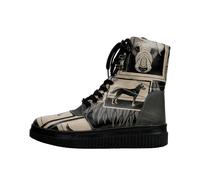 Schnürboots DOGO "Future Boots Damen Future Boots Damen Boots / Female", Damen, Gr. 40, Normalschaft, schwarz (schwarz, beige), Lederimitat, Schuhe Schnürboots, Handgefertigt (55759142-40) schwarz, be