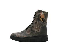 Schnürboots DOGO "Future High Top Boots Believe In Your Wings Damen Stiefeletten", Damen, Gr. 38, Normalschaft, bunt (braun, gelb), Lederimitat, Schuhe Schnürboots, Handgefertigt (30223058-38) braun, 