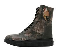 Schnürboots DOGO "Future High Top Boots Goldfinch Damen Stiefeletten", Damen, Gr. 37, Normalschaft, grau, Lederimitat, Schuhe Sommerboots, Handgefertigt (43520528-37) grau