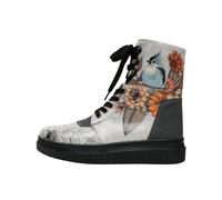 Schnürboots DOGO "Future High Top Boots Mon Cher Damen Stiefeletten", Damen, Gr. 39, Normalschaft, blau (grau, blau), Lederimitat, Schuhe Schnürboots, Handgefertigt (78745055-39) grau, blau