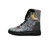Schnürboots DOGO "Future High Top Boots Mon Cher Damen Stiefeletten", Damen, Gr. 39, Normalschaft, bunt (blau, gelb), Lederimitat, Schuhe Schnürboots, Handgefertigt (63108729-39) blau, gelb