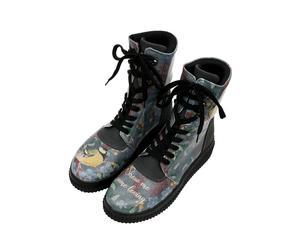 Schnürboots DOGO "Future High Top Boots Show Me Some Loving Damen Stiefeletten", Damen, Gr. 36, Normalschaft, blau, Lederimitat, Schuhe Schnürboots, Handgefertigt (97673010-36) blau