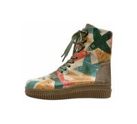 Schnürboots DOGO "Future High Top Boots Together We Fly Damen Stiefeletten", Damen, Gr. 41, Normalschaft, beige (natur), Lederimitat, Schuhe Schnürboots, Handgefertigt (74964840-41) natur